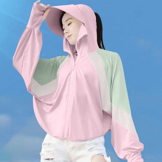 TaTaai Womens UPF 50+ Sun Protection Hooded Jacket Long Sleeve Lightweight Windbreaker Quick Dry Breathable Outdoor Running Hiking Summer Wear Gift