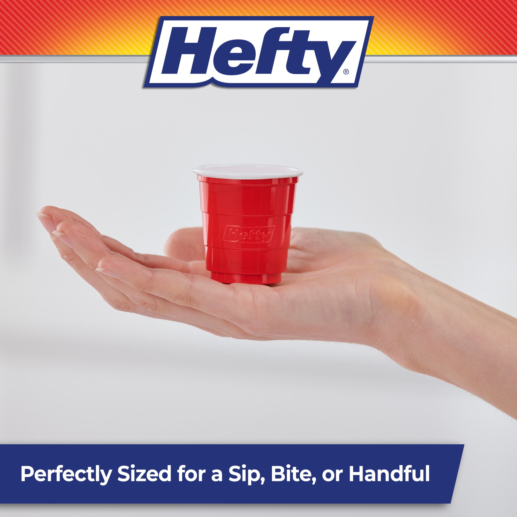 (3 pack) Hefty Disposable Mini Plastic Cups, Red, 2 oz, 30 Count
