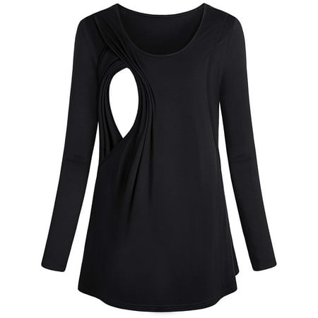 

Pregnancy Essentials Pregnant Women Clothes Crewneck Solid Color Long Sleeve Breastfeeding Outfit