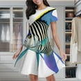 thumbnail image 2 of Striped Angelfish Women's Classic Swing Skater Dress Casual Work Party Cocktail Dresses, 2 of 6