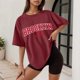 thumbnail image 2 of Camiseta holgada de manga corta y cuello redondo con estampado informal para mujer, 2 of 4