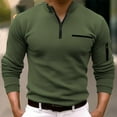 thumbnail image 2 of XIYON Long Sleeve Polo Shirts For Men Striped Zipper Shirt Summer Casual Holiday Shirts Tops Classic Comfortable Shirts For Men, 2 of 8