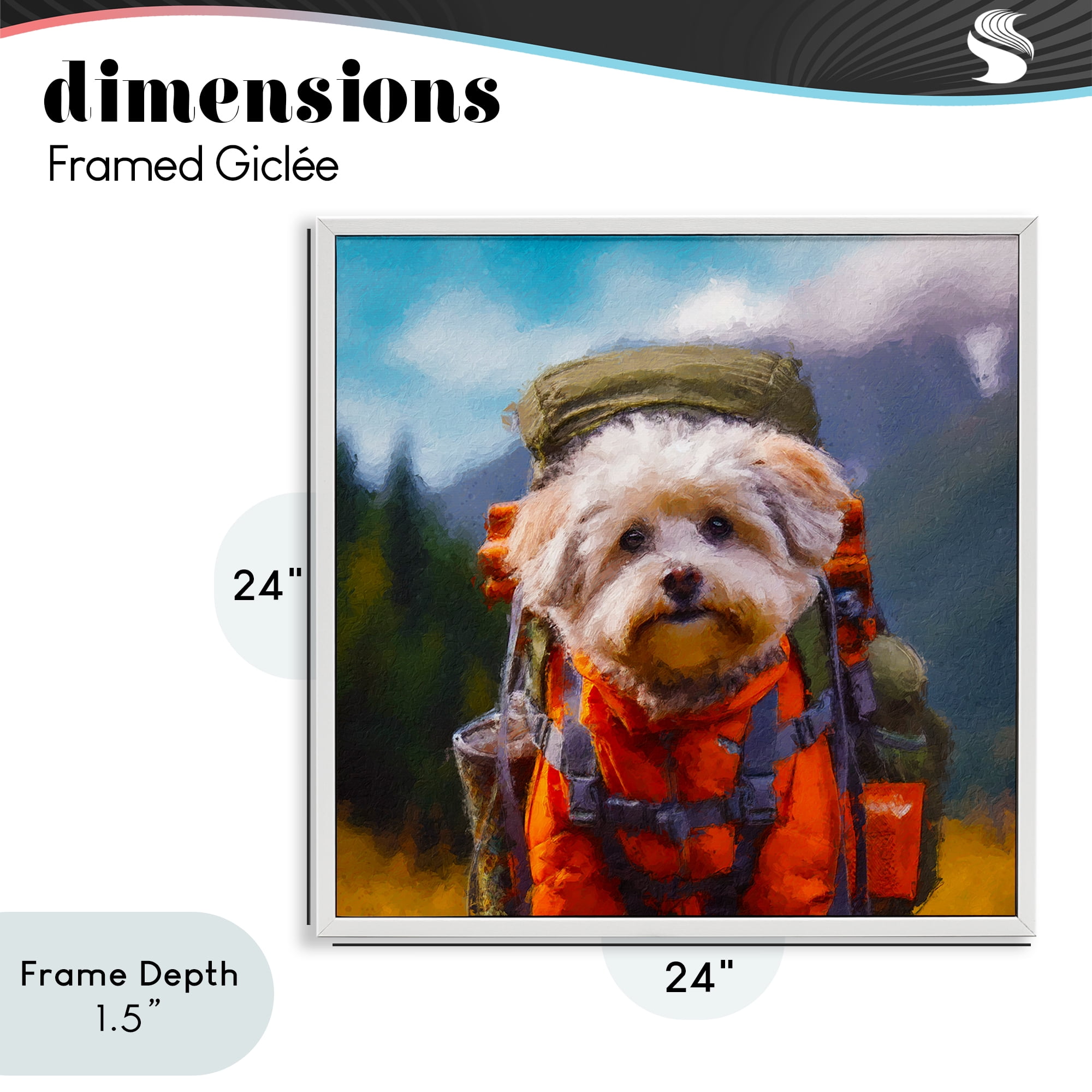 Stupell Industries Adventuring Hiker Dog White Framed Giclee Art, design by Sean Parnell