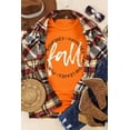 thumbnail image 2 of ABPHQTO Camiseta estampada con cuello redondo y estampado de letras de otoño naranja para mujer, 2 of 5