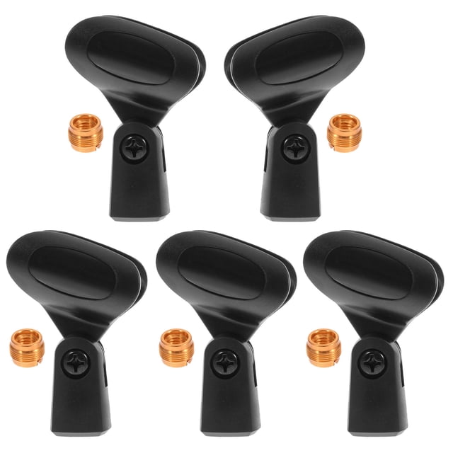 RUNROTOO Support de Microphone pour Microphone Sans Fil Plastique Noir Cuivre Durable Réglable Universel Lot de 5