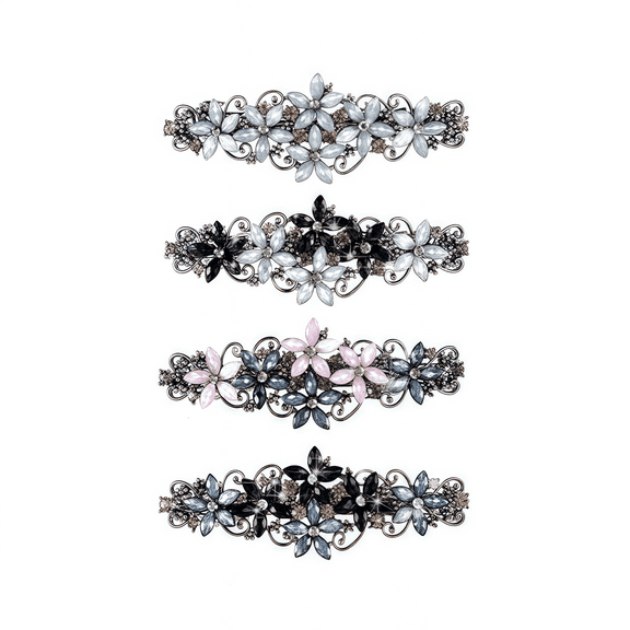 4 Pcs Hair Clips Elegant Glitter Rhinestone Hairpins for Women - Vintage French Style Barrettes, Sparkly Hair Accessories