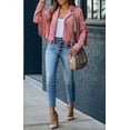 thumbnail image 2 of utcoco Women's Fashion Notched Collar Open-Front Fringed Performance Moto Faux Suede Leather Crop Jacket Coat, 2 of 6
