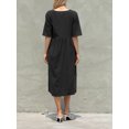 thumbnail image 7 of Wytyjxccyy Women Short Sleeve Dress Cotton Linen Solid Casual Loose A-Line Party Beach Dress, 7 of 7