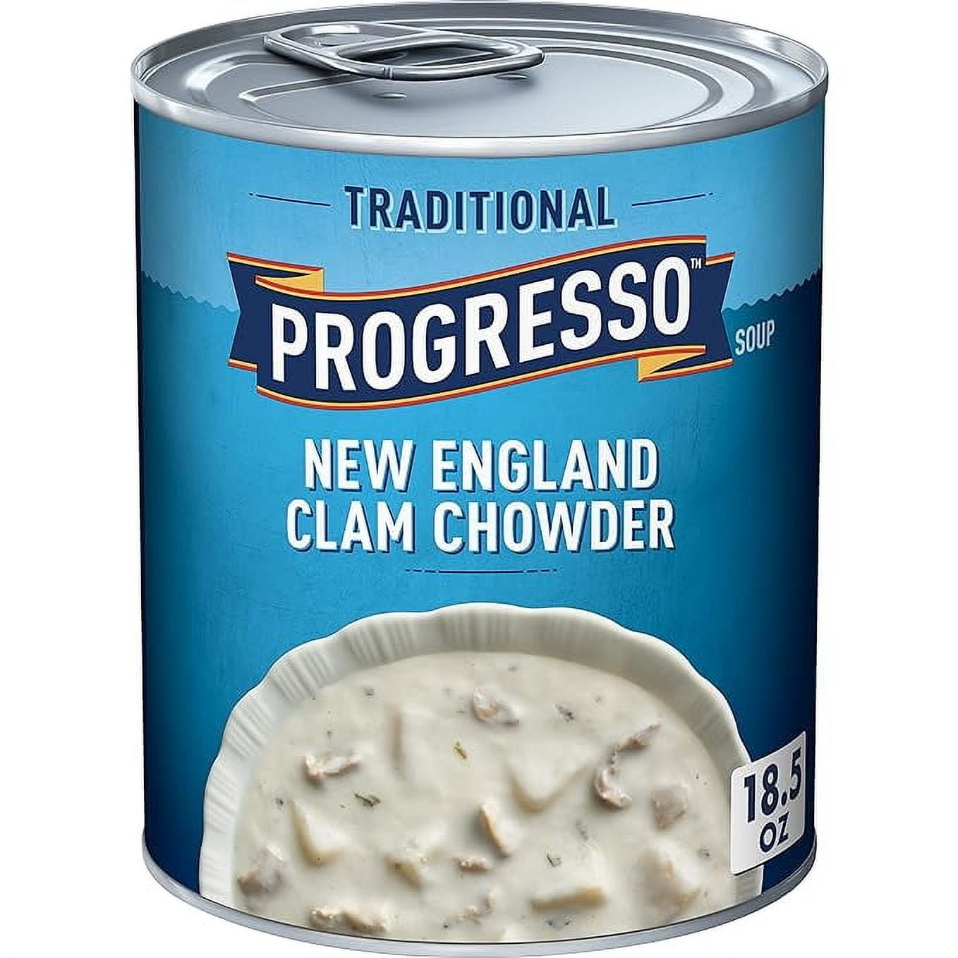 Progresso New England Clam Chowder Soup, Traditional Canned Soup, Gluten Free, 18.5 oz