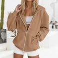 thumbnail image 5 of YOIAVAIOY Sweatshirt Jackets for Women Raglan Long Sleeve Zip Up Hoodies Solid Casual Athletic Jacket with Pockets Khaki XXL, 5 of 8