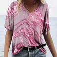 thumbnail image 5 of T-shirt Ample Décontracté à Col en V à Manches Courtes pour Femmes avec Imprimé, 5 of 5