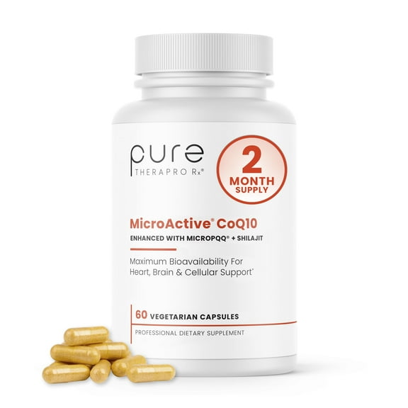 MicroActive CoQ10 Enhanced with MicroPQQ   Shilajit “Sustained Release” 60 Veg Caps | Convenient Once a Day Clinical Dose | 2 Month Supply | Vegan | Pharmaceutical Grade
