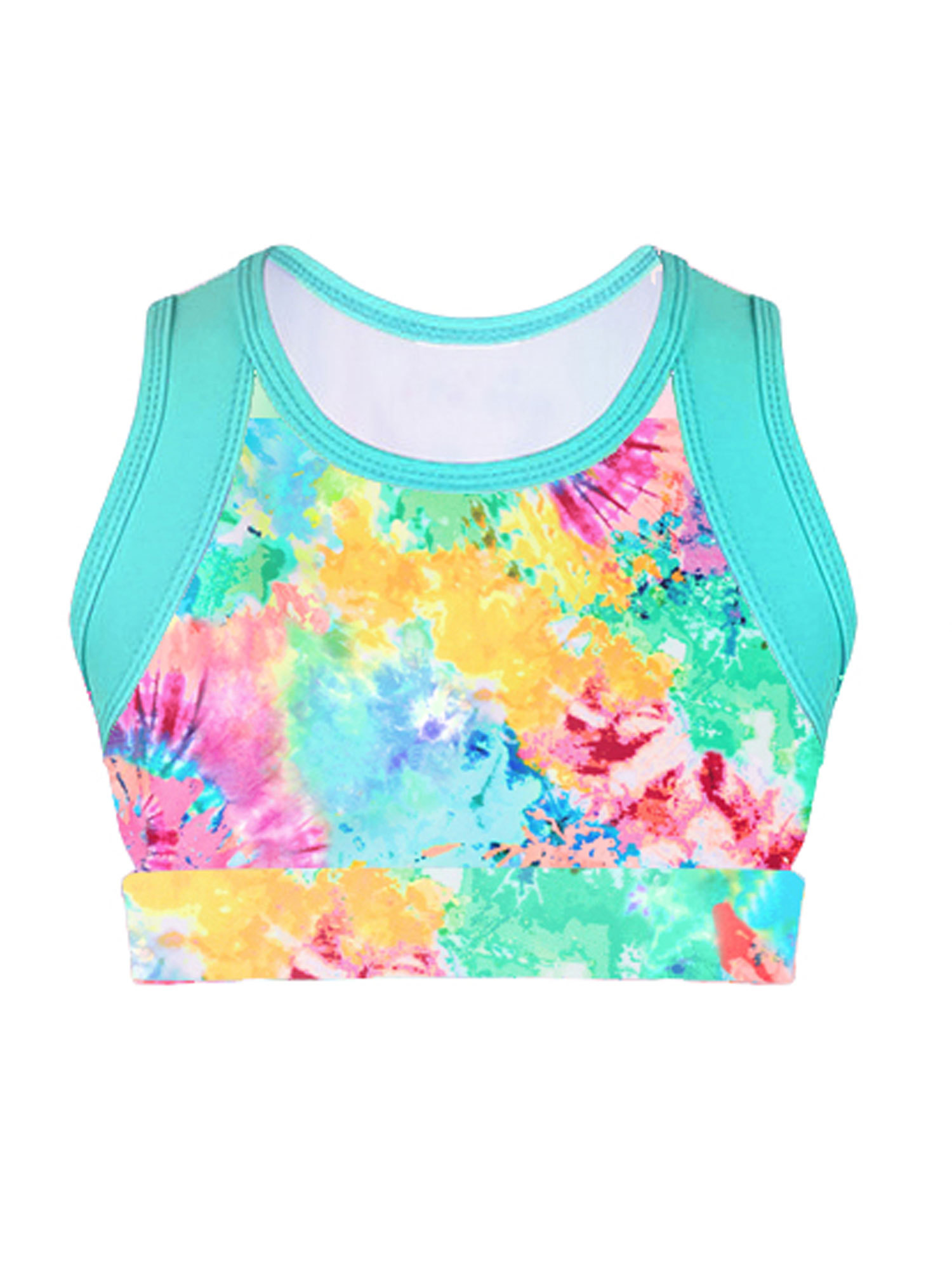 renvena Kids Girls Sleeveelss Colorful Active Bra Crop Top Athletic Dance Gymnastics Workout