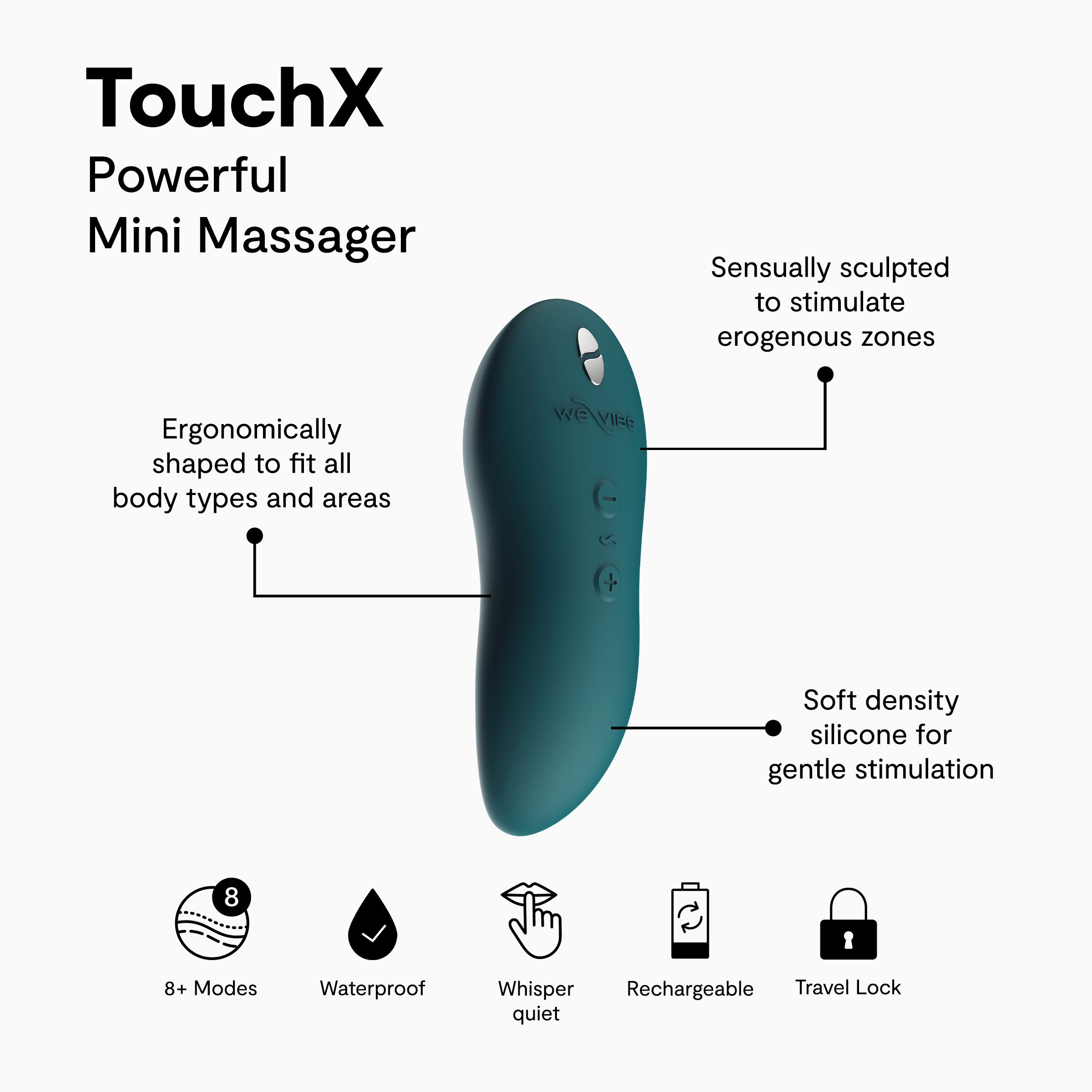 We-Vibe Touch X Multi-Use Vibrating Massager, Green Velvet - image 3 of 10