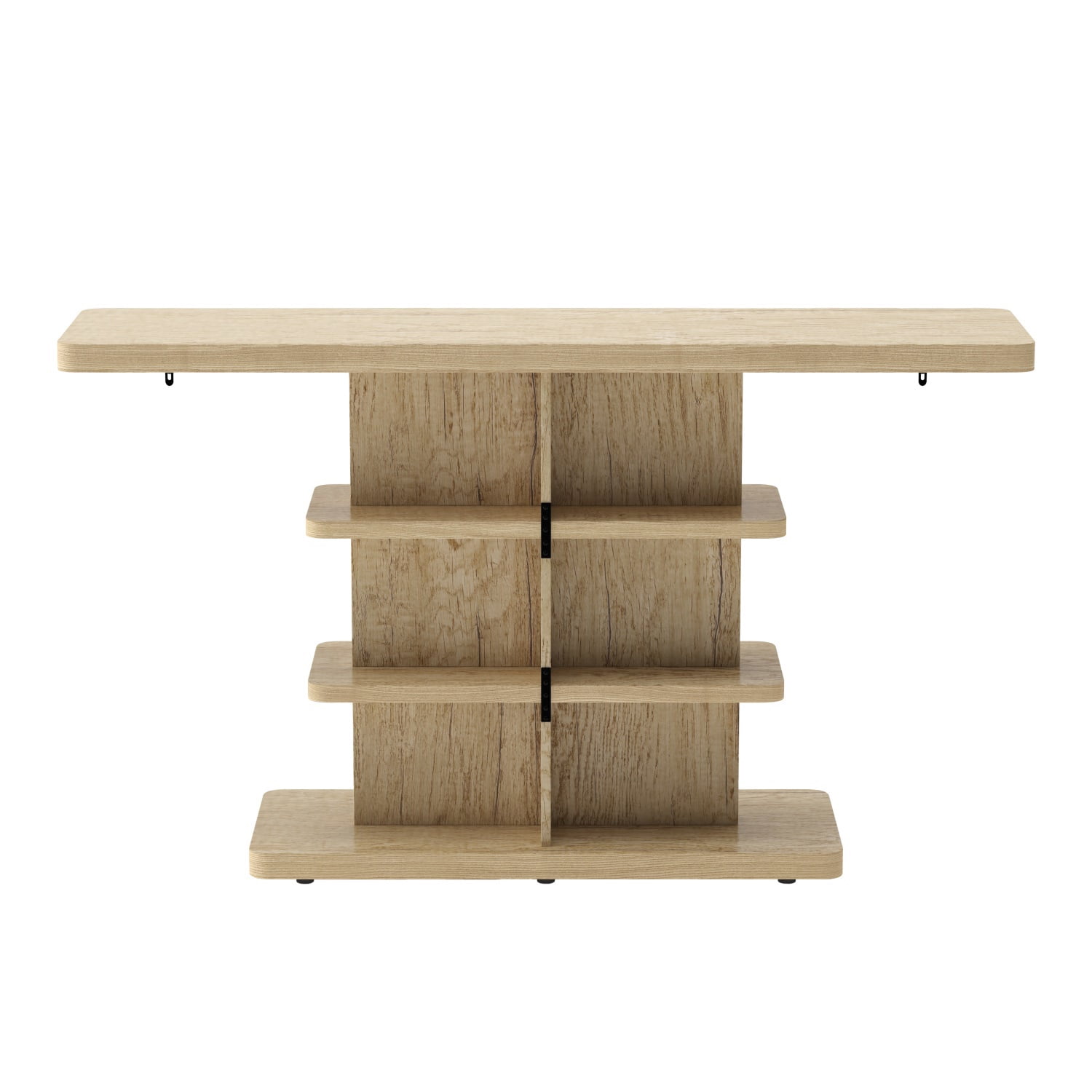 Hommoo 63" Vintage Narrow Console Table with 2-Tier Open Storage Shelves,Stylish Design High Weight Capacity, Suitable for Living Room,Hallway, Natural
