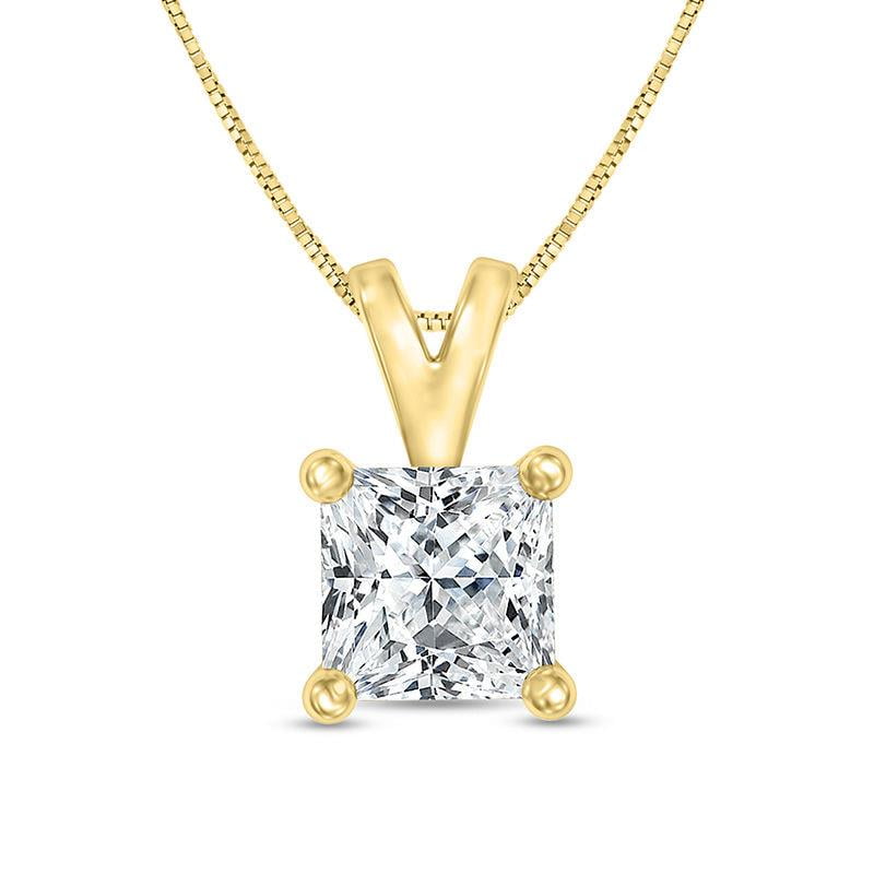 PARIKHS Princess Cut Diamond Solitaire Pendant Prime Quality in White Yellow & Rose Gold