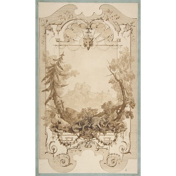 Design For A Decorative Wall Panel With Hunting Motif Pless Chateau Silesia Poster Print By Jules Walmart Com Walmart Com