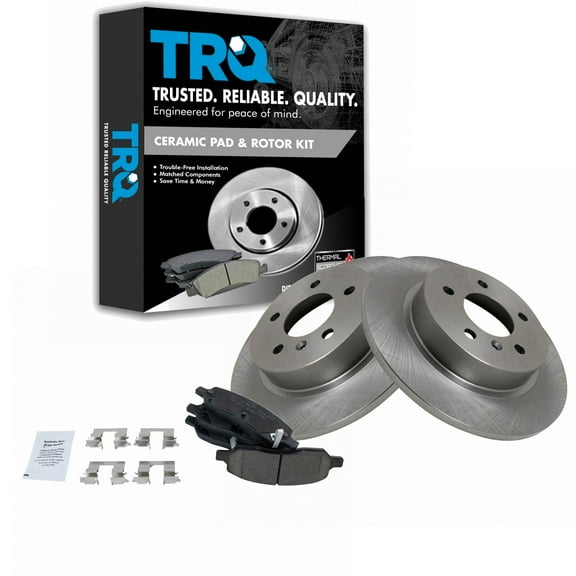 TRQ Rear Brake Pad & Rotor Kit Brake Pads Brake Rotor Ceramic Fits Select 2006-2011 Buick Lucerne Cadillac DTS