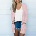 thumbnail image 3 of Scyoekwg Cardigans for Women Lightweight Open Front Cardigan Casual Long Sleeve Knit Cardigans with Pockets Solid Color Comfy Cardigans (Pink,M), 3 of 5