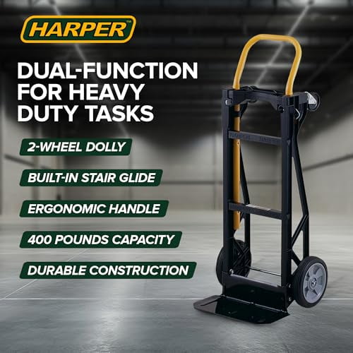 Harper Trucks Convertible Nylon Hand Truck w/ Stair Glides, 300lb Dolly & 400lb Cart Limit