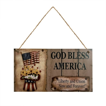 

TWCTUWEN Chandelier Chain Rose America Independence Day Door Hanger Wooden Sign Door Wall Hanging Decorations