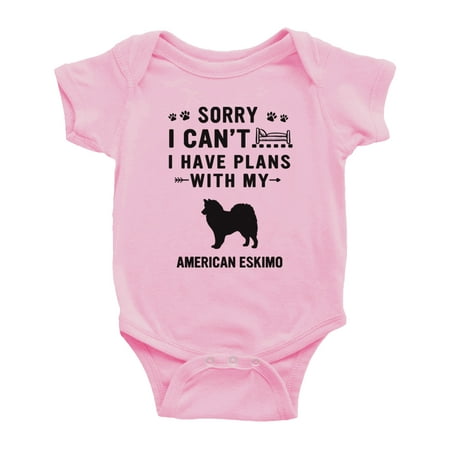 

Sorry I Can t I Have Plans With My American Eskimo Love Pet Dog Funny Baby Jumpsuits (Pink 18-24 Months)
