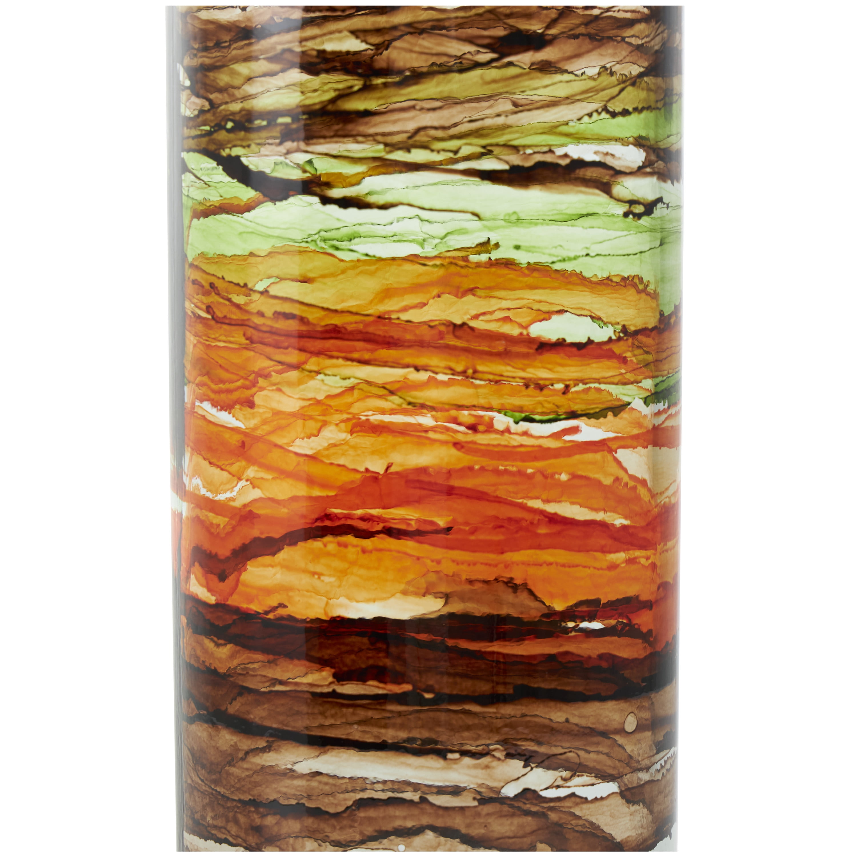 DecMode 22" Abstract Recycled Glass Vase with Swirled Colored Glass Bands