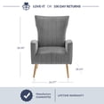 thumbnail image 3 of BELLEZE Modern Wingback Accent Lounge Arm Chairs Set of 2 - Kinsley (Gray), 3 of 7
