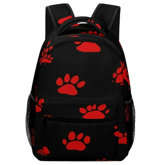 Red Paw Prints Pattern Backpack for Teenage Business Daypack College Canvas Bags Durable