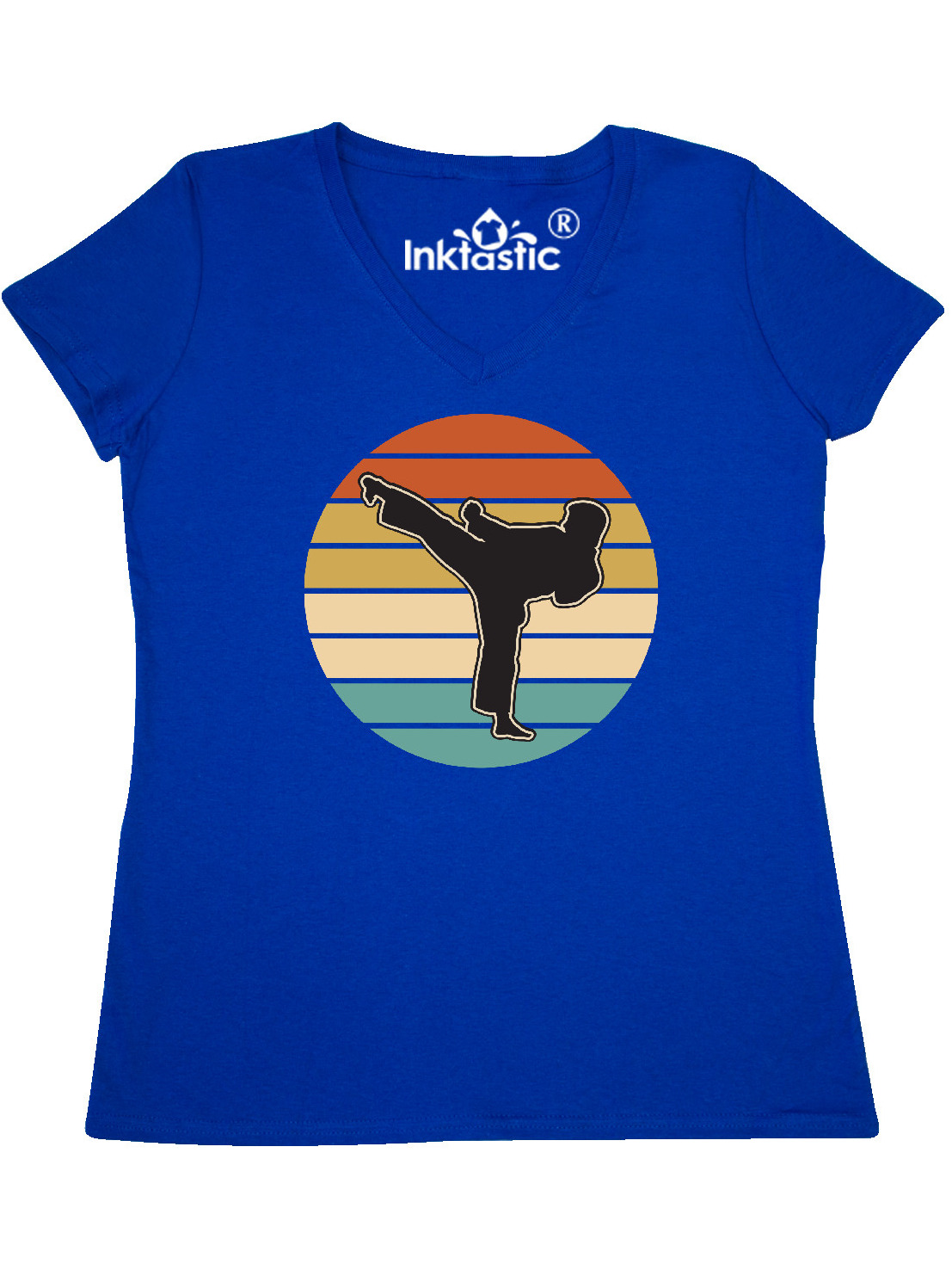 INKtastic Karate Martial Arts Silhouette Women's VNeck TShirt