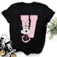 thumbnail image 5 of Camisetas de algodón de manga corta de verano para niños, camiseta rosa con letras de Minnie Mouse, fuente ABCDEFG, divertida y bonita para niño y niña, 5 of 5
