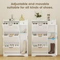 thumbnail image 6 of Shoe Storage Cabinet with 3 Flip Drawers, Freestanding Hidden Wooden Shoe Storage, Drawer & Adjustable Shelves, Slim Shoe Organizer for Entryway, Modern Shoe Cabinet for Hallway, bedroom, White, 6 of 8