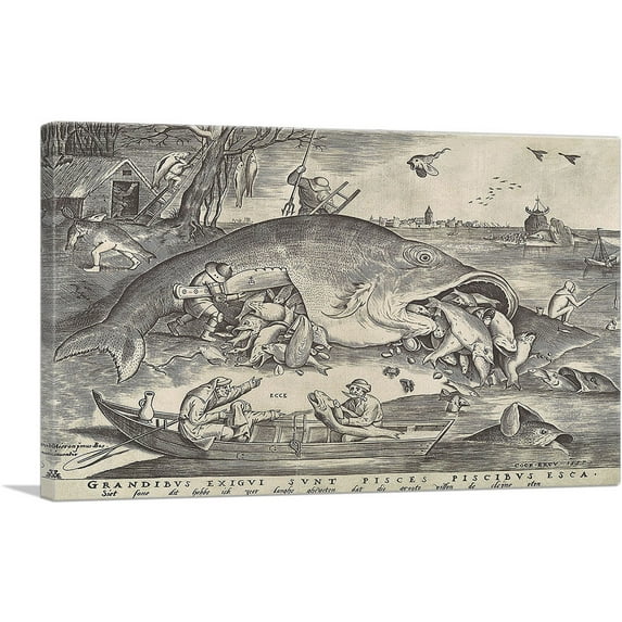 ARTCANVAS Big Fish Eat Little Fish 1556 Canvas Art Print by Pieter Bruegel the Elder - Size: 40" x 26" (0.75" Deep)