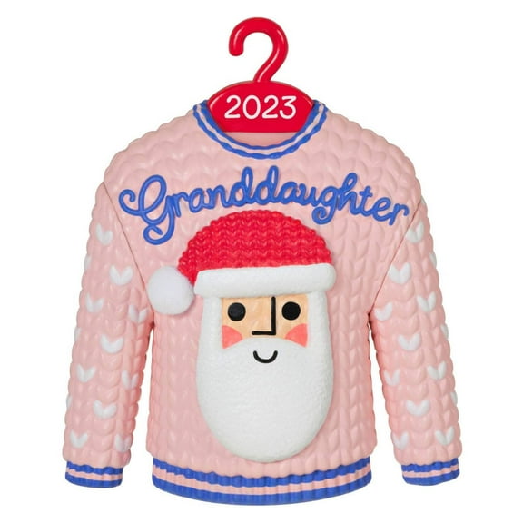 Hallmark Keepsake Christmas Ornament 2023, Granddaughter Christmas Sweater, Family Gifts. .09 lbs.