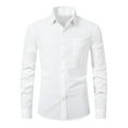 thumbnail image 2 of BUWTTED Mens Shirts Dressy Work Solid Color Casual Long Sleeved Lapel Slim Fit Button Down Business Wedding Beige Shirt L, 2 of 9