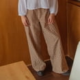 thumbnail image 2 of Women Y2k Plaid Pants Gingham Wide Leg Lounge Pants Elastic High Waist Checkered  Pajama Pj Pants Trousers with Pockets, 2 of 7