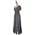 thumbnail image 4 of Robe Maxi à Manches Cap, Bordure en Dentelle, Style Bohème Renaissance Paysanne pour Femme, Gris, Grand, 4 of 5