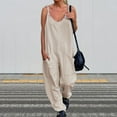 thumbnail image 2 of Women Summer Jumpsuit Loose Wide Leg V Neck Backless Wear with Pockets Sleeveless One Piece Lady Clothing, 2 of 5