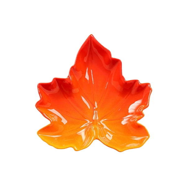 HOXZODT Red Ceramic Maple Leaf Dish, 4.25 Inch Decorative Leaf Shaped Plate, Small Snack Tray for Autumn Table Decor and Daily Use