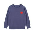 thumbnail image 2 of Toddler Boys Girls Fall and Winter Sweater Heart Shirts Embroidery Solid Color Knitted Tops Fleece Jacket for 1-7 Years, 2 of 5