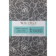 Waverly Inspirations 44" x 1 Yard Cotton Precut Floral and Colored Sewing Fabric, Gray and White, 1 Each
