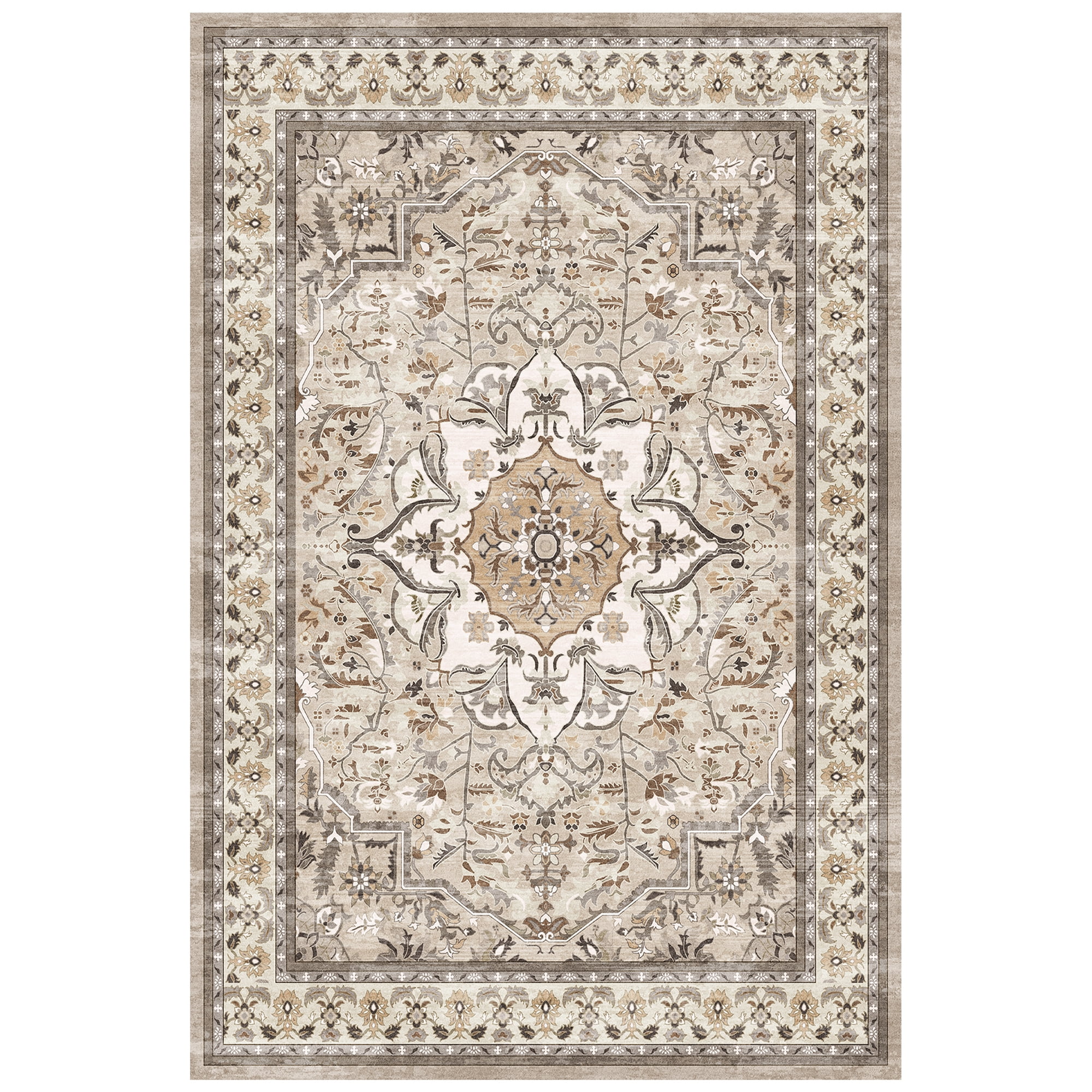 Pentantan 6'x9' Area Rugs for Living Room, Boho Vintage Soft Washable Rug with Non Slip Backing for Bedroom, Brown