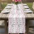 thumbnail image 5 of Pink Grey Botanical Cotton Linen Table Runner for Dining Kitchen, Spring Floral Summer Farmhouse Wedding Outdoor Party Tablerunners Decoration, Dresser Scarf Coffee Tablecloth Runners 13x36 Inches, 5 of 8