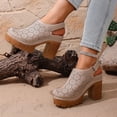 thumbnail image 6 of Miluxas Women's Solid Color Platform Slingback High Heels Ladies Closed Pointed Toe Pump Shoes Khaki 8.5(41), 6 of 9