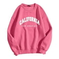 thumbnail image 1 of Chandail en Molleton pour Femmes Basique Automne Long Graphique Col Rond Manches Longues Chandail Chandail en Molleton avec Imprimé Drapeau Usa Chandail Manche Longue Femme Rose Vif P, 1 of 6
