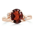thumbnail image 2 of Gem Stone King Red Garnet and White Topaz 18K Rose Gold Plated Silver Women Ring (2.54 Ct Oval, Size 5), 2 of 4