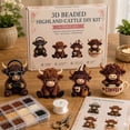 thumbnail image 2 of 7.87" 3D Highland Cattle DIY Craft Kit, Cute Cow Figurine Making Set, Complete Beading Supplies with Tutorial, Desktop Ornament Handcraft Kit for Adults Beginners, 2 of 6