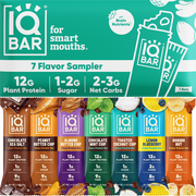 IQBAR Clean Plant Protein Bars - Bar Sampler - 7 Count - Keto, Vegan, High Fiber, Gluten and Dairy Free, Low Sugar Snack