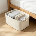 thumbnail image 5 of Woven Cotton Linen Storage Basket, Large Decorative Storage Bin, Multi-Purpose Fabric Basket for Laundry, Toys and Books, Handmade Organizer for Home and Nursery, 5 of 7