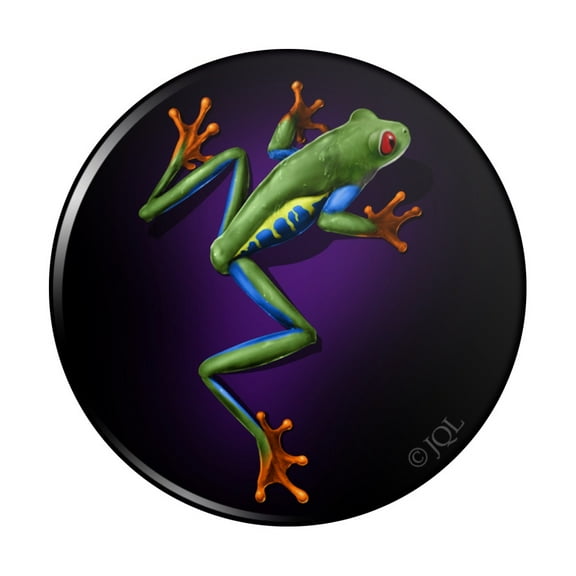 South American Tree Frog Neon Pinback Button Pin